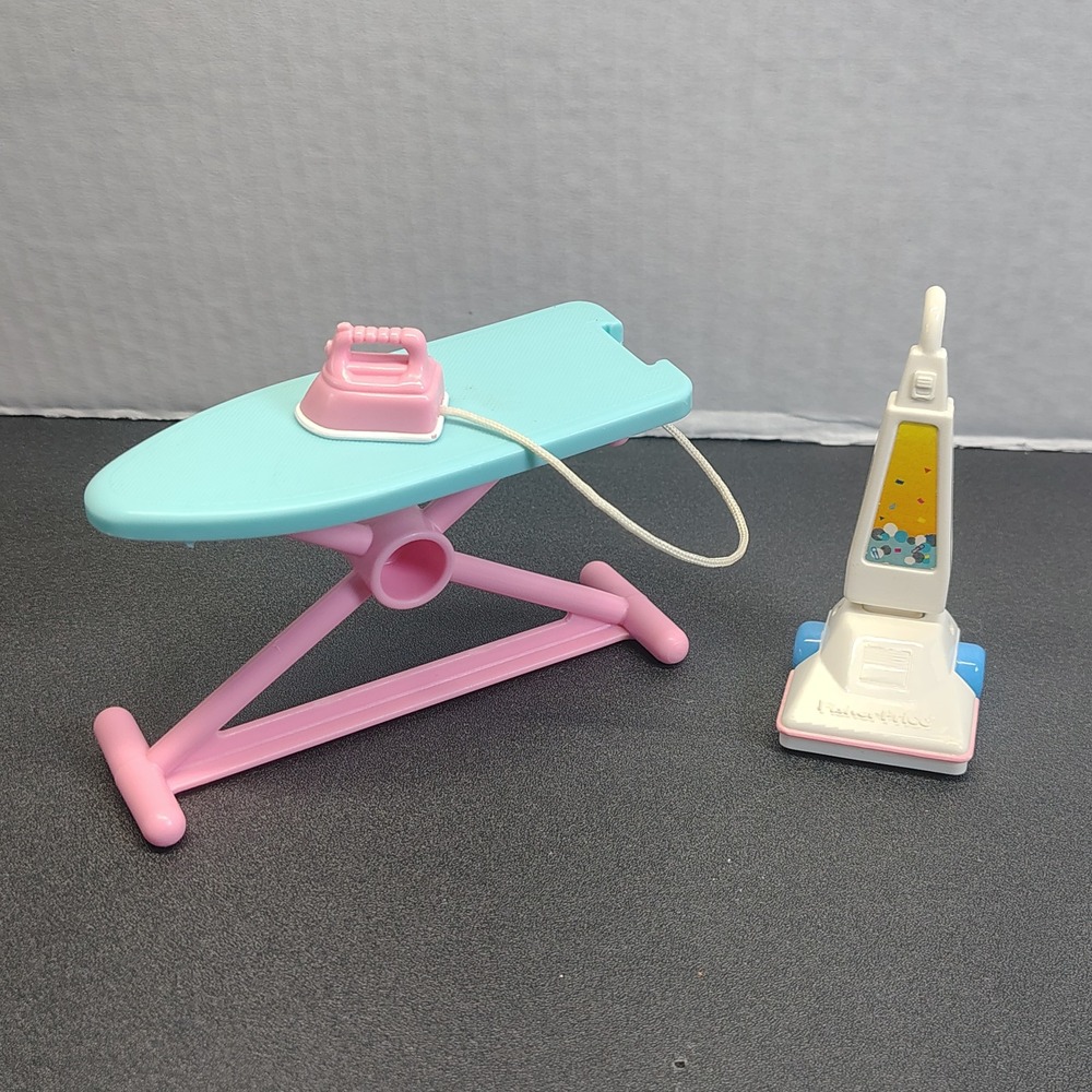 1994 Fisher Price Loving Family ironing board and vacuum
